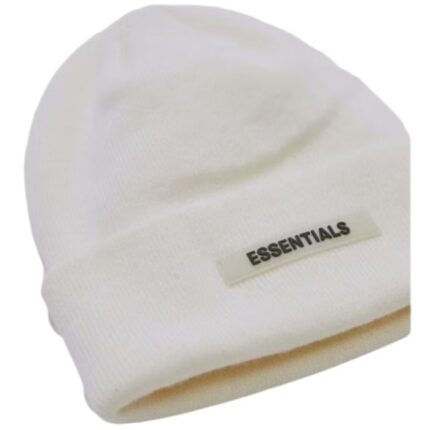 essentials-cuff-white-beanie